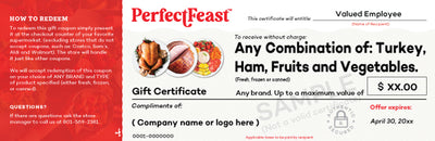 Turkey, Ham, Fruit and Vegetable Gift Certificates