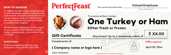 Turkey or Ham Gift Certificates